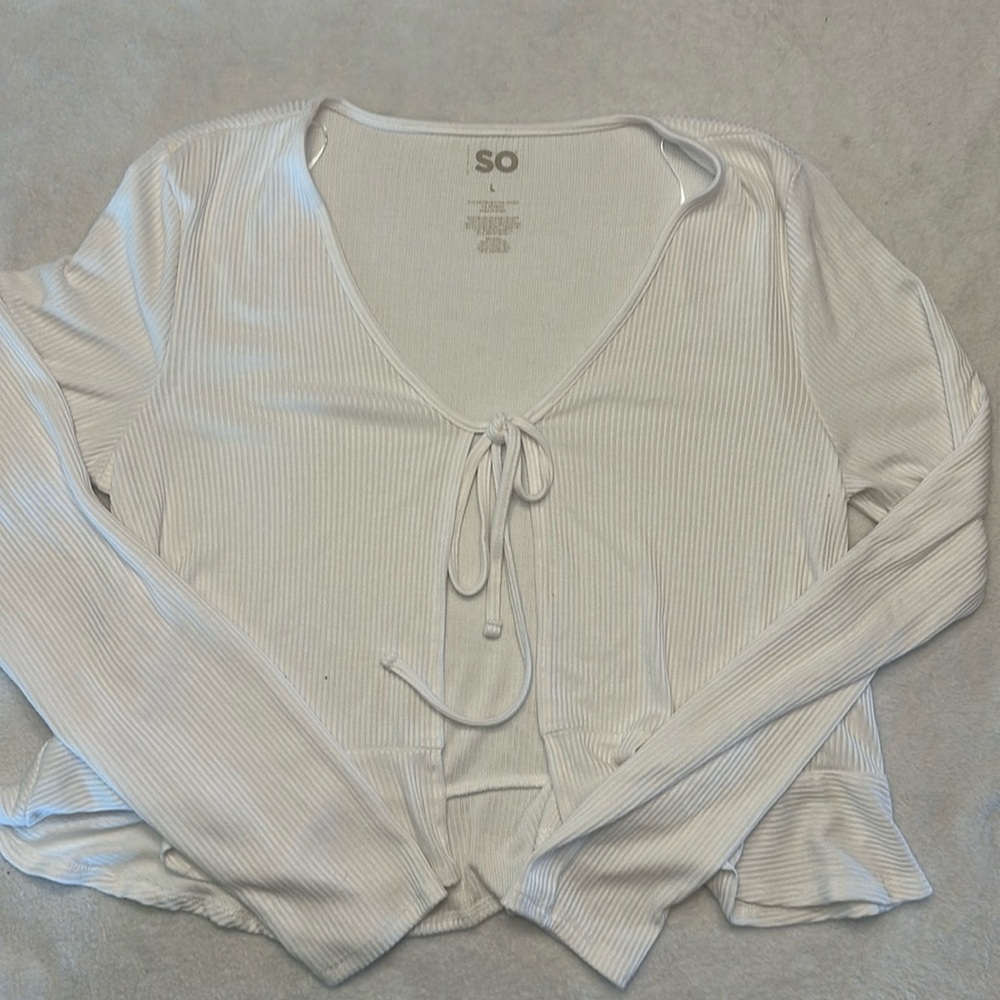 SO long sleeve tie front top